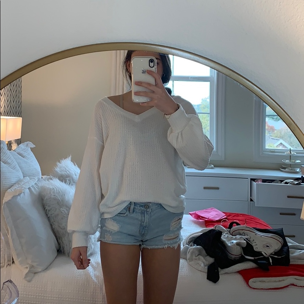 White long sleeve top
